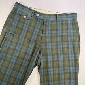 Brooks Brothers Green Plaid Dress Pants with Blue and Rust Accents